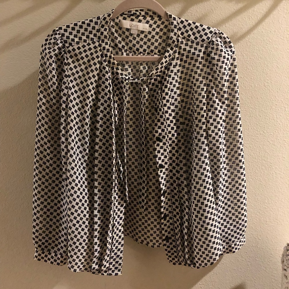 Loft black floral buttons down